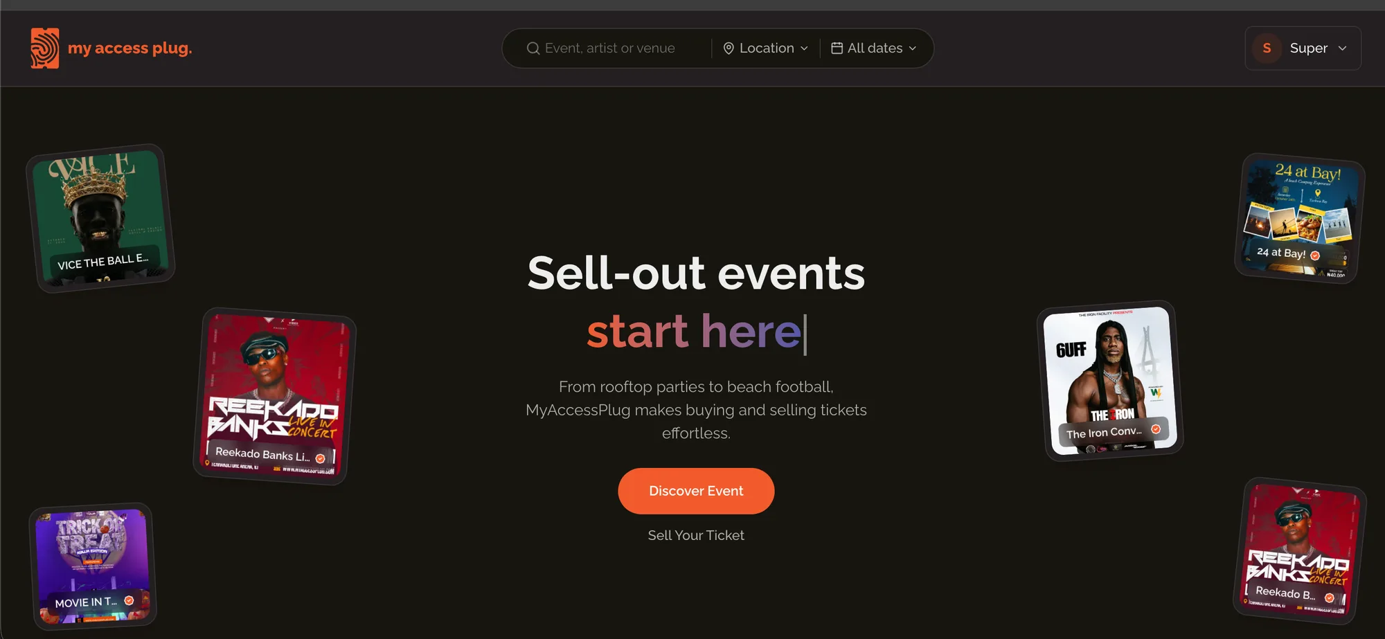 My Access Plug Hero Page Ticketing Platform